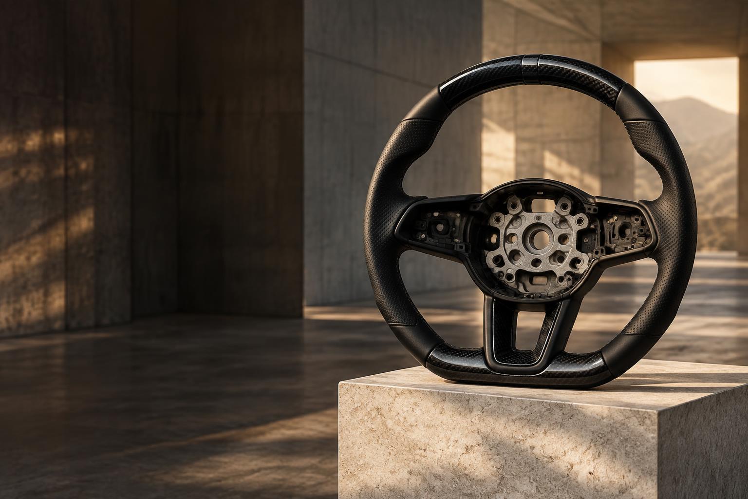 Custom perforated steering wheel rim without airbag — illustration